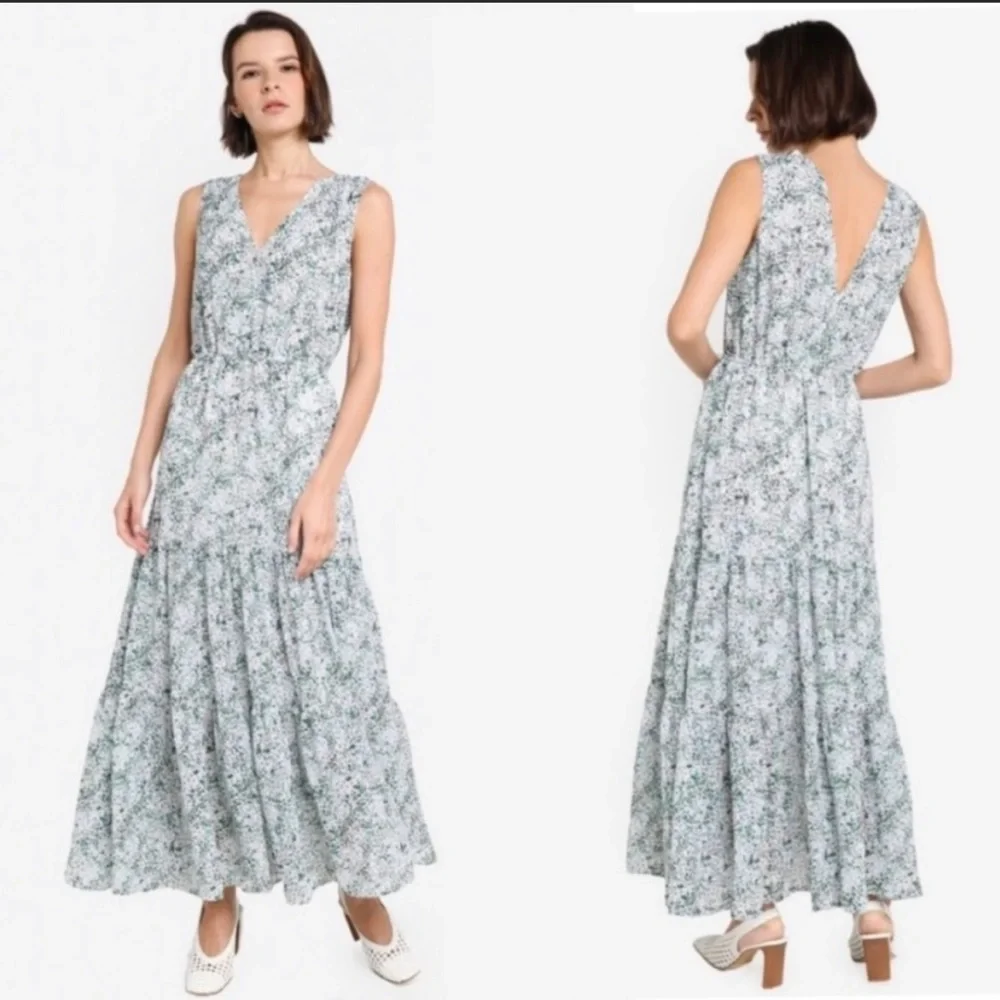 Banana Republic floral wrap botice tiered sleeveless maxi dress - Picture 3 of 7
